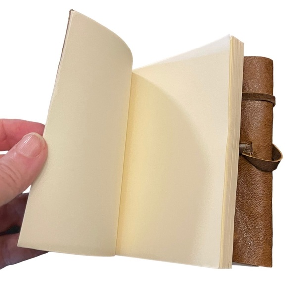 SMALL Handmade Leather Bound Booklet Journal Tablet - Picture 7 of 13